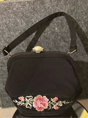 vintage black embroidered floral design